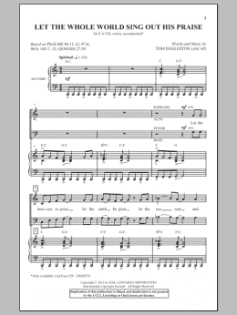 page one of Let The Whole World Sing Out His Praise (SATB Choir)