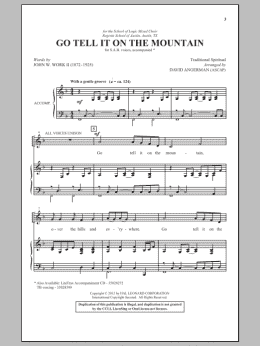page one of Go, Tell It On The Mountain (SAB Choir)