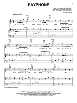 page one of Payphone (Piano, Vocal & Guitar Chords (Right-Hand Melody))