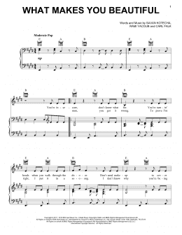 page one of What Makes You Beautiful (Piano, Vocal & Guitar Chords (Right-Hand Melody))