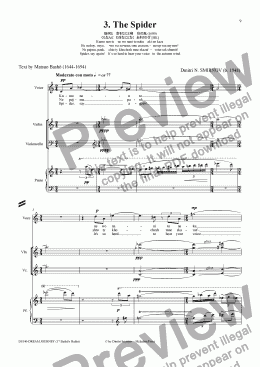 page one of DREAM JOURNEY (Basho) op140/03. Spider. Voice, pf trio