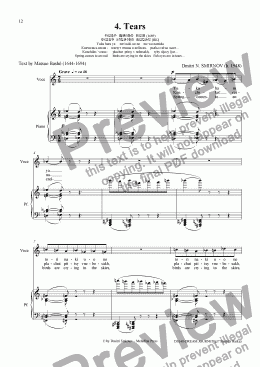 page one of DREAM JOURNEY (Basho) op140/04. Tears. Voice, pf