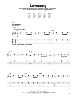 page one of Lovesong (Easy Guitar Tab)