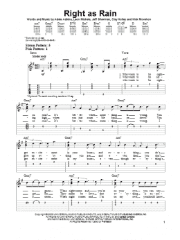 page one of Right As Rain (Easy Guitar Tab)