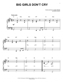 page one of Big Girls Don't Cry (Easy Piano)