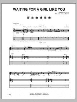 page one of Waiting For A Girl Like You (Guitar Tab)