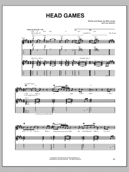 page one of Head Games (Guitar Tab)