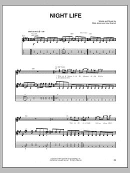 page one of Night Life (Guitar Tab)