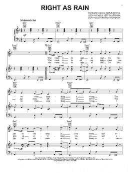 page one of Right As Rain (Piano, Vocal & Guitar Chords (Right-Hand Melody))