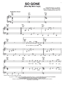 page one of So Gone (What My Mind Says) (Piano, Vocal & Guitar Chords (Right-Hand Melody))
