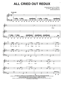 page one of All Cried Out Redux (Piano, Vocal & Guitar Chords (Right-Hand Melody))