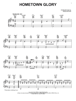 page one of Hometown Glory (Piano, Vocal & Guitar Chords (Right-Hand Melody))