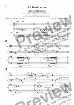 page one of DREAM JOURNEY (Basho) op140/15. Dead Leaves. Voice, pf trio