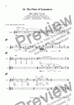 page one of DREAM JOURNEY (Basho) op140/16. Flute of Sumadera. Voice, fl