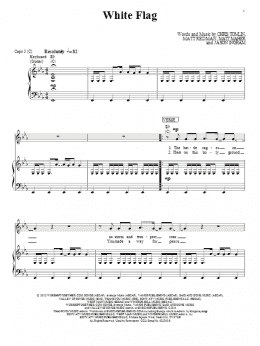 page one of White Flag (Piano, Vocal & Guitar Chords (Right-Hand Melody))