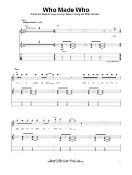 page one of Who Made Who (Guitar Tab (Single Guitar))