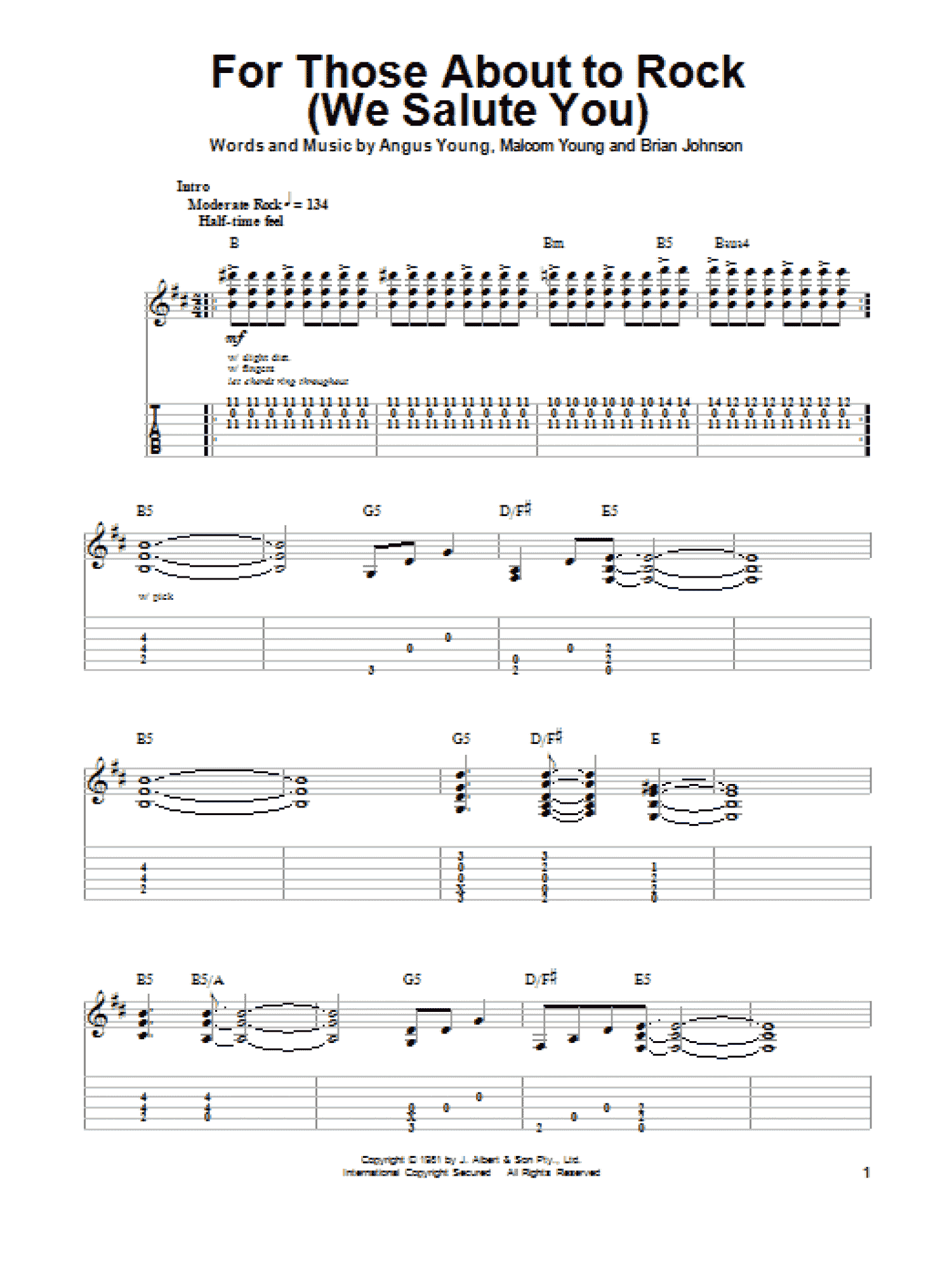 For Those About To Rock (We Salute You) (Guitar Tab (Single Guitar))