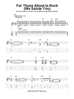page one of For Those About To Rock (We Salute You) (Guitar Tab (Single Guitar))