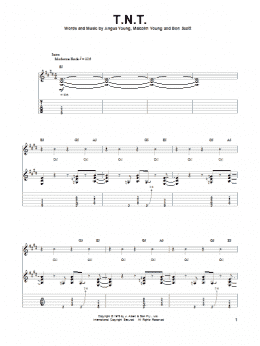 page one of T.N.T. (Guitar Tab (Single Guitar))