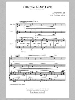 page one of The Water Of Tyne (SSA Choir)