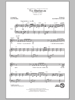 page one of To Believe (SATB Choir)