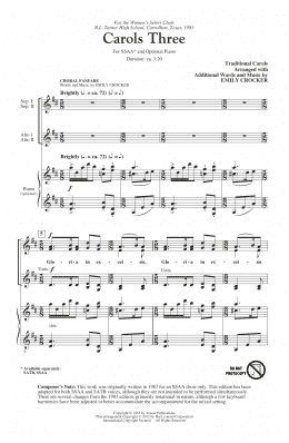 page one of Carols Three (Medley) (SSA Choir)