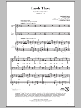 page one of Carols Three (Medley) (SATB Choir)