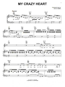 page one of My Crazy Heart (from Women On The Verge Of A Nervous Breakdown) (Piano, Vocal & Guitar Chords (Right-Hand Melody))