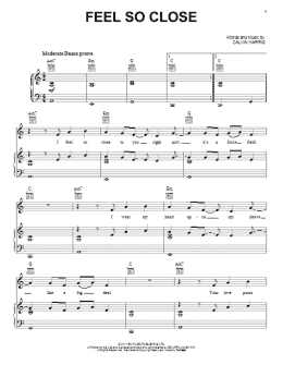 page one of Feel So Close (Piano, Vocal & Guitar Chords (Right-Hand Melody))
