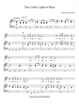 page one of This Little Light Of Mine (Piano & Vocal)