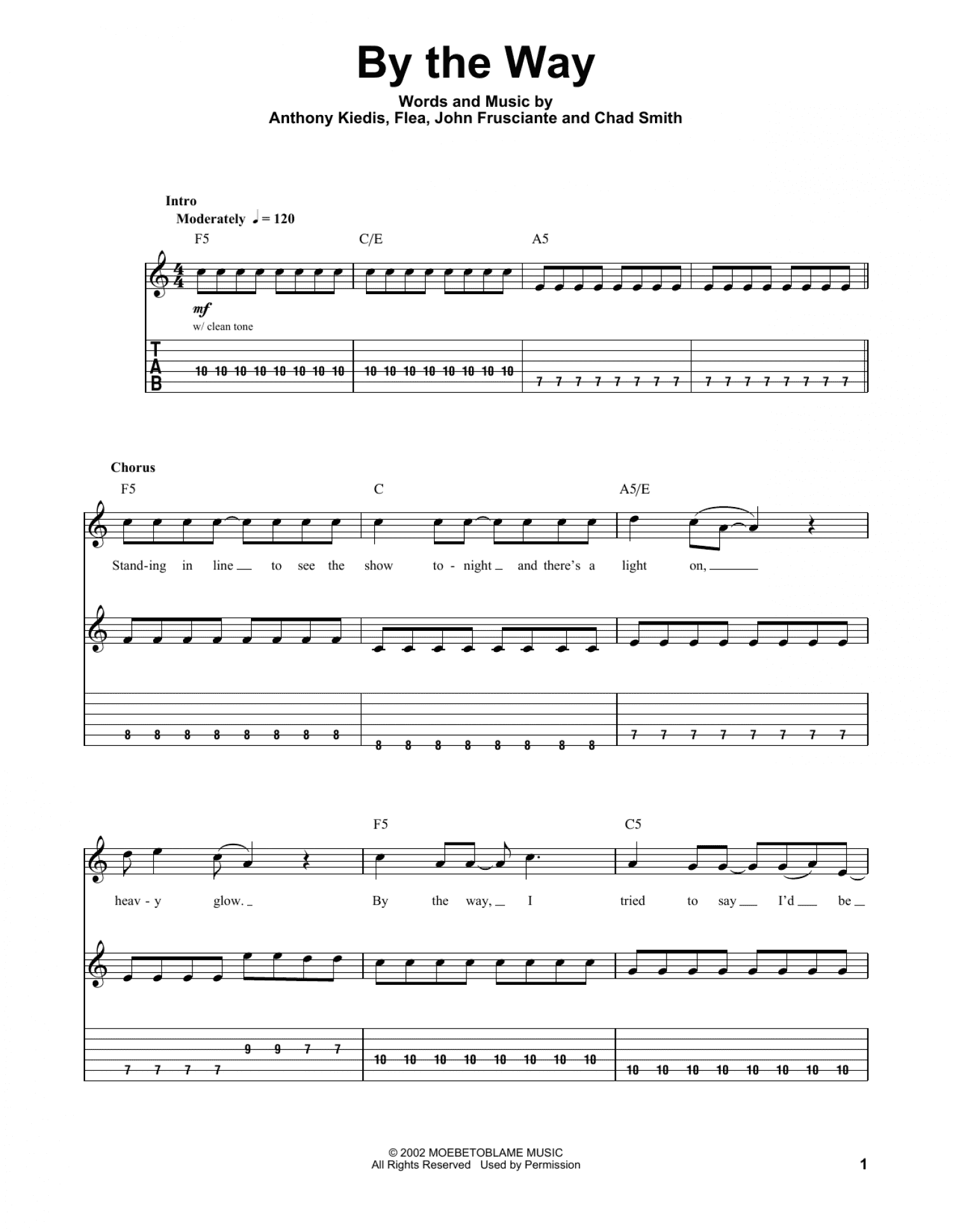 By The Way (Guitar Tab (Single Guitar))