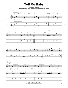 page one of Tell Me Baby (Guitar Tab (Single Guitar))