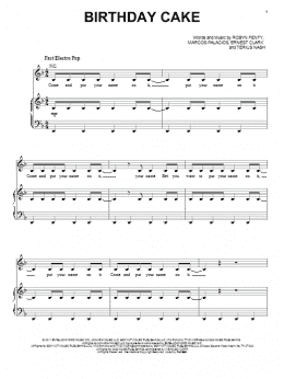 page one of Birthday Cake (Piano, Vocal & Guitar Chords (Right-Hand Melody))