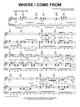 page one of Where I Come From (Piano, Vocal & Guitar Chords (Right-Hand Melody))