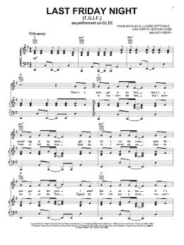 page one of Last Friday Night (T.G.I.F.) (Piano, Vocal & Guitar Chords (Right-Hand Melody))