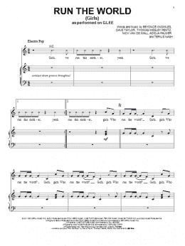 page one of Run The World (Girls) (Piano, Vocal & Guitar Chords (Right-Hand Melody))