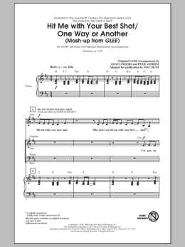 page one of Hit Me With Your Best Shot / One Way Or Another (SATB Choir)