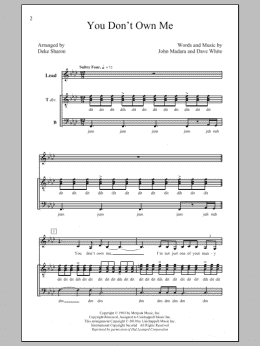 page one of You Don't Own Me (arr. Deke Sharon) (SATB Choir)