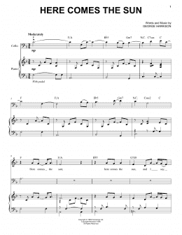 page one of Here Comes The Sun (Cello and Piano)