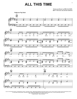 page one of All This Time (Piano, Vocal & Guitar Chords (Right-Hand Melody))