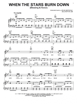 page one of When The Stars Burn Down (Blessing And Honor) (Piano, Vocal & Guitar Chords (Right-Hand Melody))