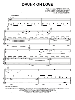page one of Drunk On Love (Piano, Vocal & Guitar Chords (Right-Hand Melody))