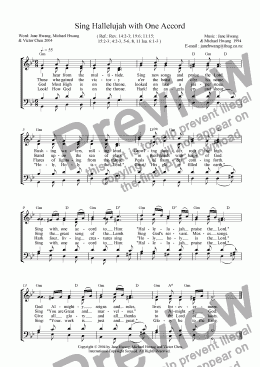 page one of Sing Hallelujah with One Accord ( four-part )