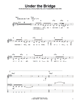 page one of Under The Bridge (Bass Guitar Tab)