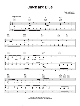 page one of Black And Blue (Piano, Vocal & Guitar Chords (Right-Hand Melody))