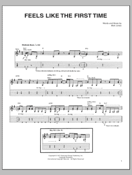page one of Feels Like The First Time (Guitar Tab)