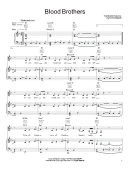 page one of Blood Brothers (Piano, Vocal & Guitar Chords (Right-Hand Melody))
