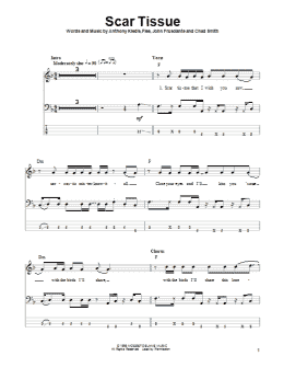 page one of Scar Tissue (Bass Guitar Tab)