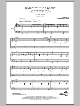 page one of Taylor Swift In Concert (Medley) (SATB Choir)