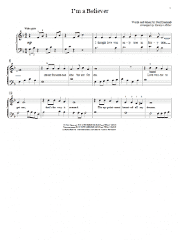 page one of I'm A Believer (arr. Carolyn Miller) (Educational Piano)